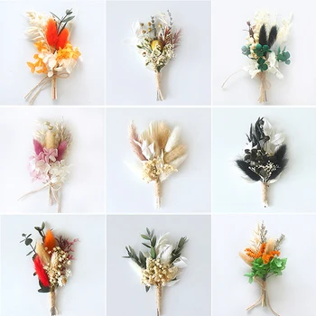 1db Mini Természetes Száraz Virágok illata Gomblyukakról Násznagyok Gomblyukak Koszorúslány Csokor Virág Bross Karácsonyi Esküvői Dekoráció