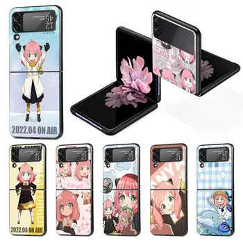 Pár Telefon tok Samsung Galaxy Z Flip 3 4 5G Összecsukható Kemény Borító Zflip3 Zflip4 Fekete PC Shell Flip4 Anime Kém X Család Anya