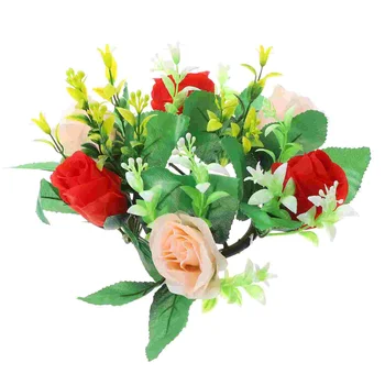 Rose Labdát Táblázat Mesterséges Virág Mini Gyertya Csokor Hamis Virágok, Virágos Selyem Kendővel Megállapodás Bankett Garland