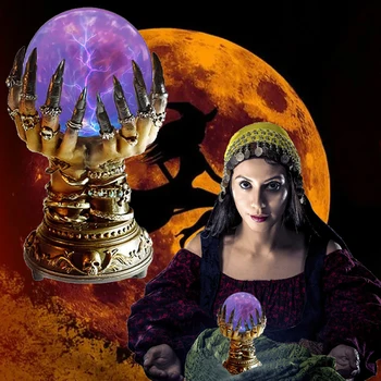 Izzó Kristálygömb Kreatív Halloween Boszorkány, Koponyát Ujját Mágikus Világító Kellék Jóslás Hangulatú Dekoráció Otthon Fél Dísz