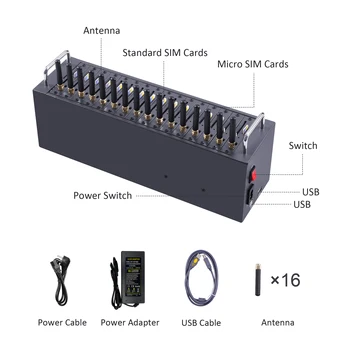 Több sim-16 port gsm modem medence tömeges sms küldő, mind a fogadó 850/900/1800/1900 MTK 16 port modem