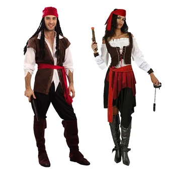 Kalóz Jelmez Női Férfi Felnőtt Halloween Férfi Jack Sparrow Kapitány Jelmez, a Karib-tenger kalózai Cosplay Ruha Szett