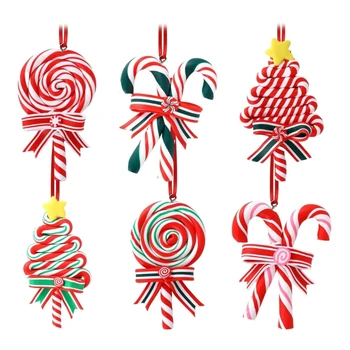 Karácsonyfa Dekoráció Dísz Puha Agyag Lollipop Candy Cane Fa Medál