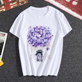Parfüm Virág, Nyomtatott póló, Női Divat, Női Póló Felső Grafikus Póló Nők Harajuku Divat Kawaii Camisas Mujer Ruhák
