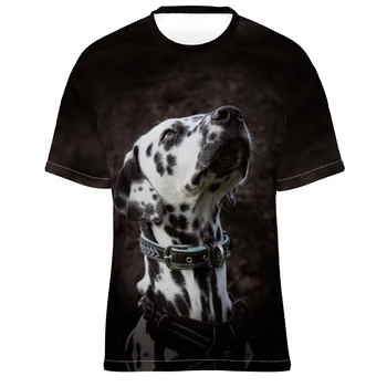 2022-Férfi, női nyári alkalmi, rövid ujjú aranyos kutya póló felső új divat a Foltos Kutya 3D nyomtatott póló