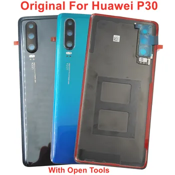 Eredeti Üveg Huawei P30 Nehéz Akkumulátor Fedél Hátsó Fedél Ajtó Hátsó Ház Panel Esetében + Kamera Lámpa Lencse + Ragasztó Ragasztó