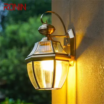 RONIN Retro Szabadtéri Réz Fali Lámpa Vízálló IP65 Lámpák LED Világítás Haza Tornácon Udvar
