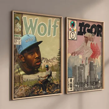 Énekes Tyler Képregény, Plakát, Esztétikai, Hogy A Teremtő Zenei Album Hip-Hop Rapper Manga Vintage Vászon Wall Art Freskó Szoba Dekoráció