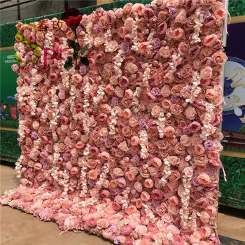SPR Rusztikus Esküvői Események Mennyezeti Dekoráció Fekete Rózsa, Hortenzia Mesterséges Roll Up Virág Hátteret Fal