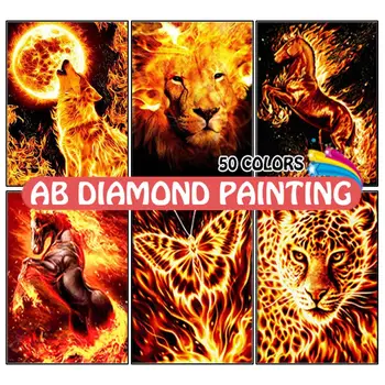 Gyémánt Festmény 50 Színek 5D Diy Állatok Hímzéssel, Farkas, Oroszlán Cross Stitch Mozaik lakberendezési Kézimunka Hobbi Ajándékok