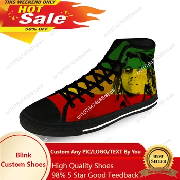 Bob Marley, a Reggae-Sztár Zene Rock Divat, Alkalmi cipők, Magas Felső Könnyű, Légáteresztő 3D Nyomtatott Férfi női Vászon Cipő