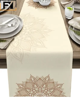 Bohém Dekoráció Mandala Virágok Mintás Vászon Táblázat Futárok, Étkező Asztal Esküvő Dekoráció Otthon Parti Dekoráció asztali futó