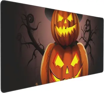 Halloween Pumpkin XXL Gaming Mouse Pad Varrt Élek Csúszásmentes Gumi Alap Asztal Pad Irodai Munka Otthoni Ajándékok 35.5 X 16 A
