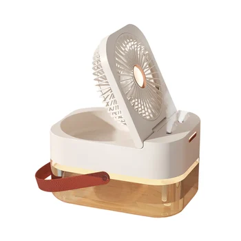 Új Párásító Köd Hordozható Ventilátor Ventilátor Levegő Hűtő USB Ventilátor Asztali Ventilátor Éjszakai Fény Fehér Nyári