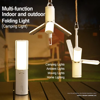 Összecsukható Kültéri LED Kemping Lámpa Hordozható Kültéri Nagy Kapacitású Sürgősségi Felszerelés Újratölthető Lóg Sátor Lámpa