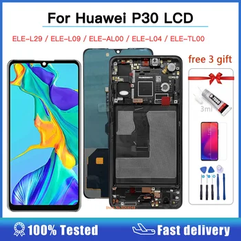 Eredeti Kijelző A Huawei P30 ELE-L29 LCD Kijelző érintőképernyő Digitalizáló Közgyűlés a Keret az LCD A Huawei P 30 Képernyő 6.1