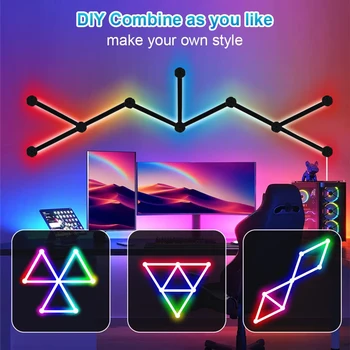 WIFI Graffiti RGB Splicing Esports Hangulat Fény Bluetooth-Kapcsolat LED Csillagkép Kvantum Fali Lámpa