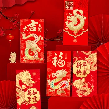 6db 2024 Kínai Sárkány Éve Piros Boríték Kreatív Tavaszi Fesztivál Születésnap Esküvő Gyerekeknek Ajándék Szerencsés Pénzt Boríték Piros Csomag