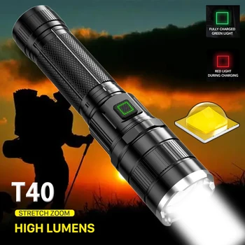 Magas Lumen LED Zseblámpa Újratölthető Szuper Fényes Taktikai Elemlámpa Erős Kéz, 
Lámpa 3 Mód Nagyítható Vízálló