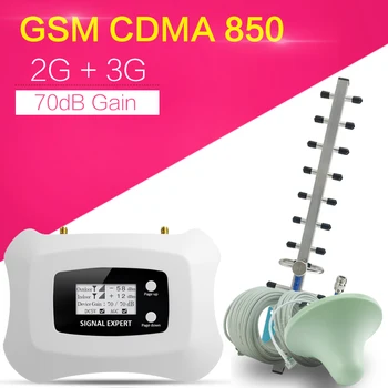 LCD Kijelző GSM 850 CDMA 850 3G UMTS-850mhz Mobil jelerősítő Okos 70dB Megszerezzék mobiltelefon Jelerősítő Yagi Antenna Beállítás