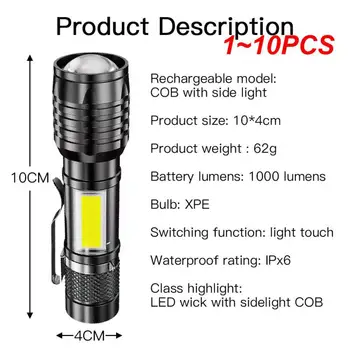 1~10DB Hordozható, nagy Teljesítményű LED Lámpa Zseblámpa Linterna Taktikai Zoom Feltölthető Akkumulátor Kerti Kemping Taktika Flash
