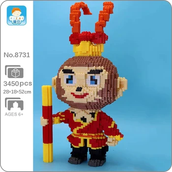 DUZ 8731 Utazás A Nyugat-Majom Király Arany Husáng Harcos Baba 3D-s Mini Mágikus Blokk Tégla Épület Játék a Gyermekek Számára, Nincs Doboz